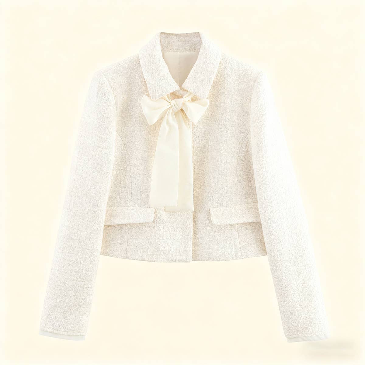 WHITE Lapel long-sleeved,bow tie lace-up suit jacket for wholesale on Faire0