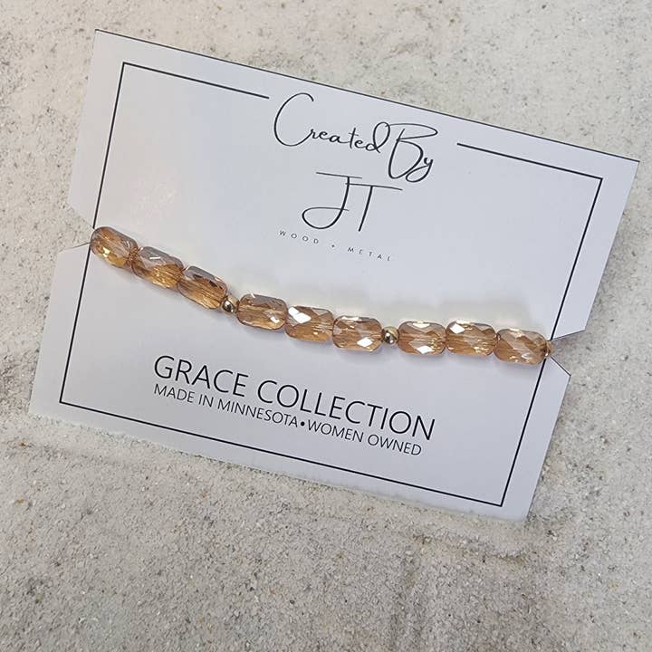 Champagne Glass Bead Layering Stretch Braclet for wholesale by Created By JT