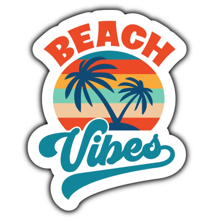 Beach vibes sticker for wholesale by Stick to it creations