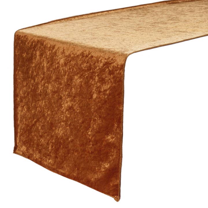 YOUR CHAIR COVERS - Wholesale Table Runner - 14 x 108 Inch Crushed Velvet Table Runner Terracotta