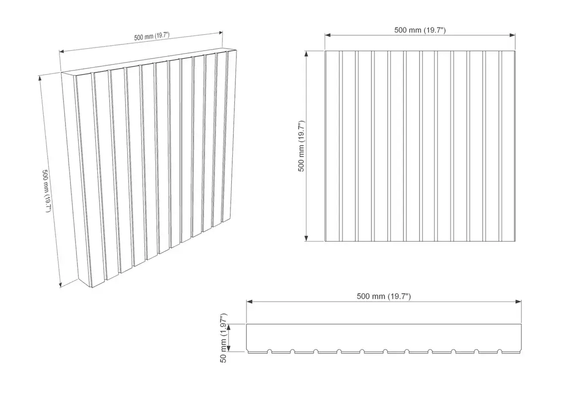 ATB-Sound sp. z o. o. - Wholesale Decorative Panel - Acoustic Slat Wood Panels «SLATO» | 50×50×5 cm | Soundproof4