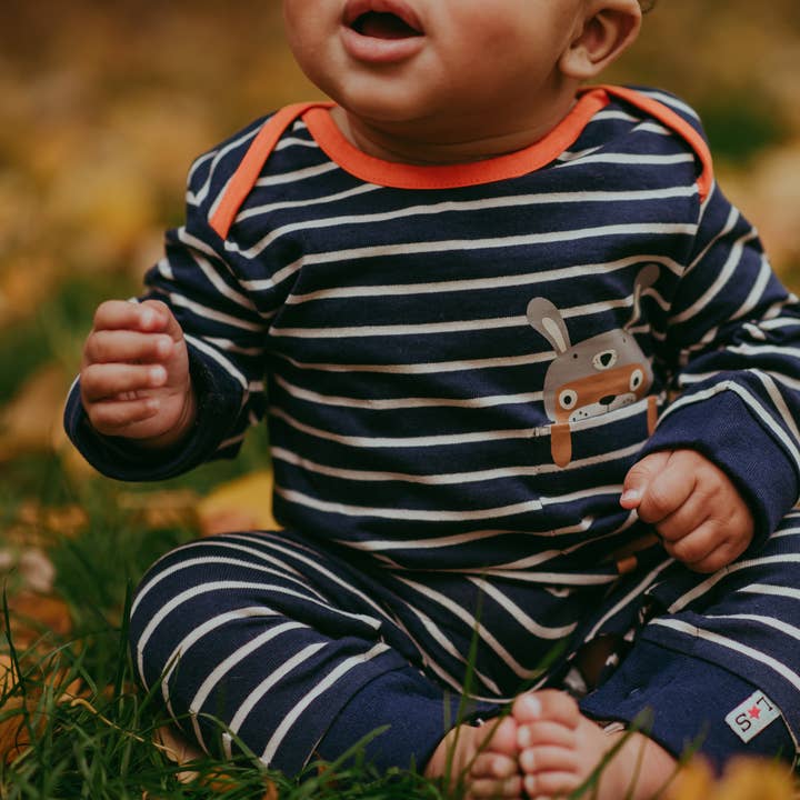 Navy Lily And Sid Applique Romper for wholesale by Lilly and Sid