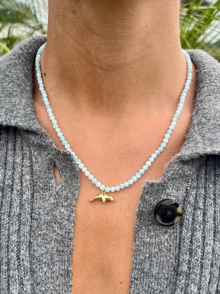 Beaded Manatee Necklace | Waterproof Surfer Beach Jewelry for wholesale by HALT
