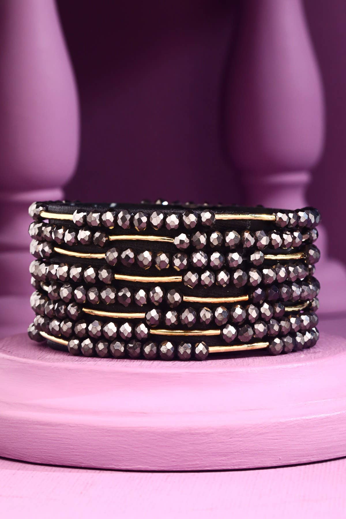 Urbanista - Wholesale Beaded Bracelet - 8 Layer Stackable Glass bead & Metal bracelet 10
