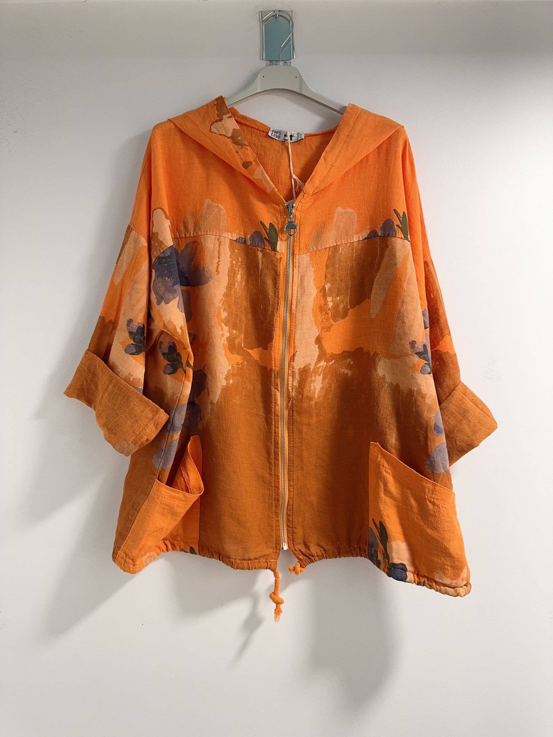 Happy look – wholesale Jacket – Women's – Zip-up jacket with hood in printed linen11