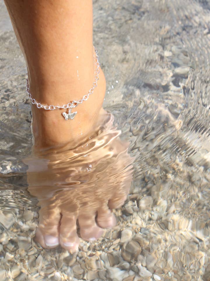 Enkelband met Hanger van Gehamerde Ketting voor wholesale door Nani Shells