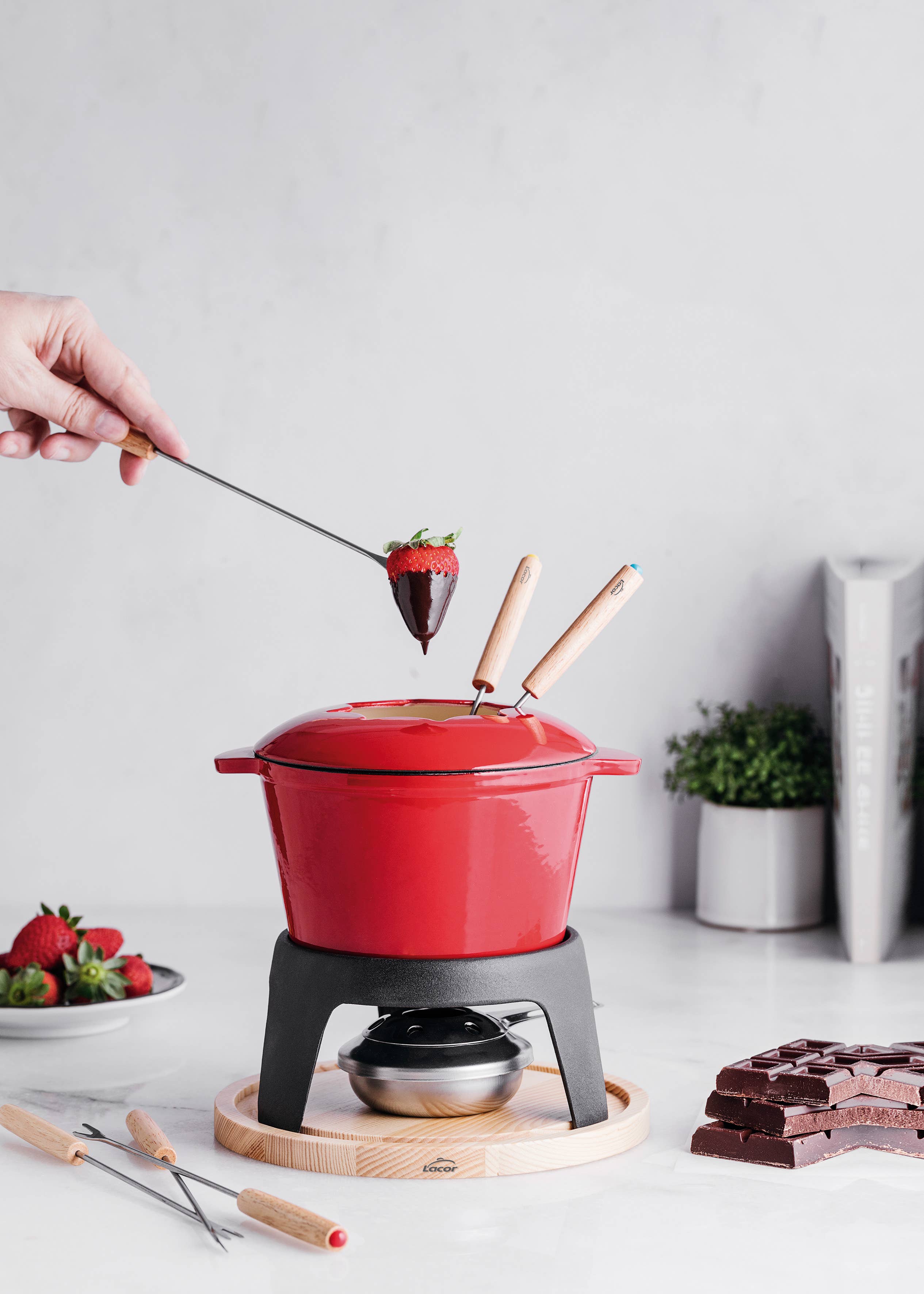 LACOR MENAJE PROFESIONAL S.L. – Großhandel Kochtopf – FONDUE GUSSEISEN ROT