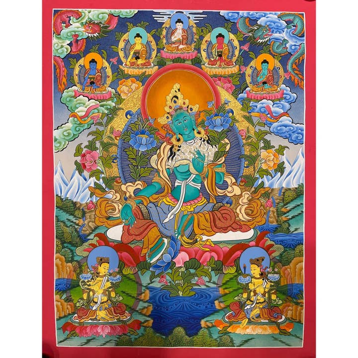 Green Tara Thangka for wholesale by Art Of Tibet