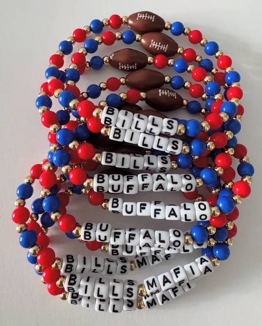 Bizzy Beads - Venta al por mayor Pulsera de cuentas - Pulsera con cuentas de espíritu de equipo de los Buffalo Bills de la Bills Mafia0