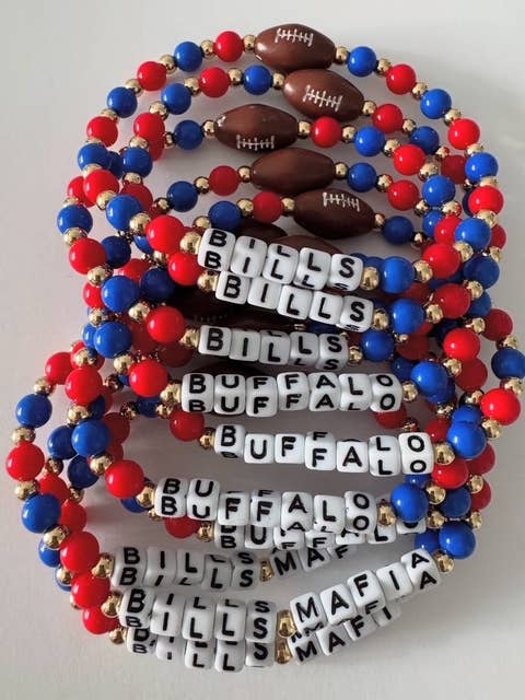 Bills Mafia Buffalo Bills Team Spirit Beaded Bracelet for wholesale by Bizzy Beads
