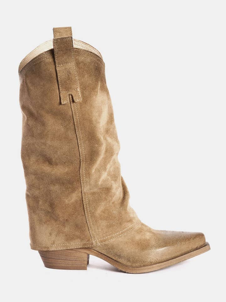 METISSE – Engroshandel Støvler - Dame – Taupe ruskind Texan-støvler DX5670