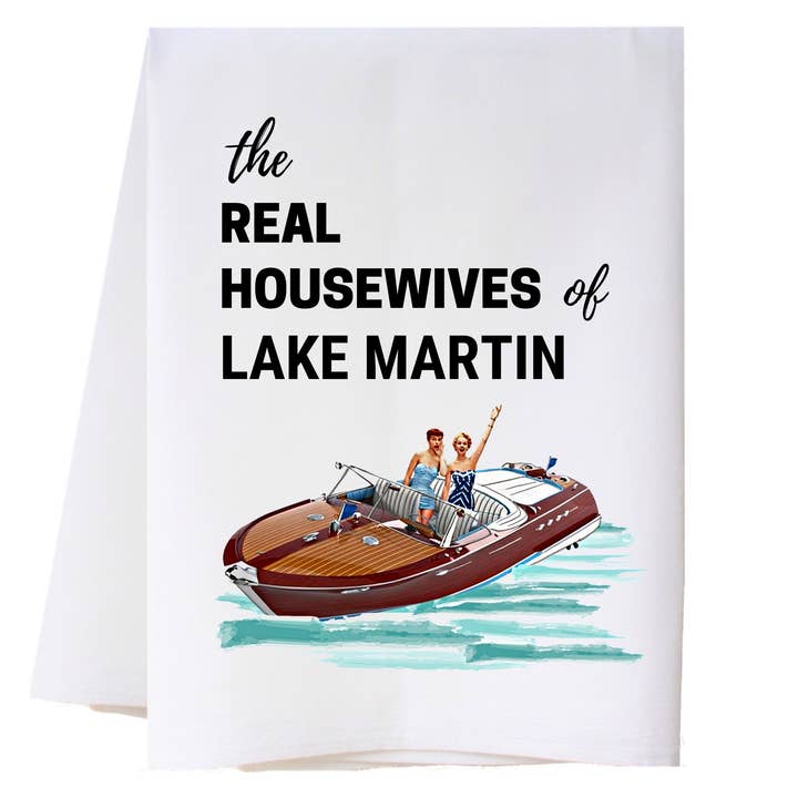 Real Housewives Speed Boat Kitchen Towel for wholesale by Cora & Pate