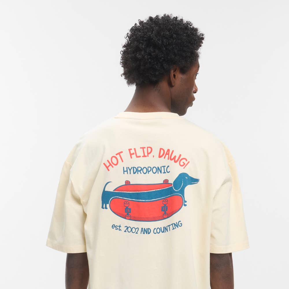 Hydroponic - Wholesale Screen Printed T-Shirt - Men's - Hot Dog SS 01 - Off White1
