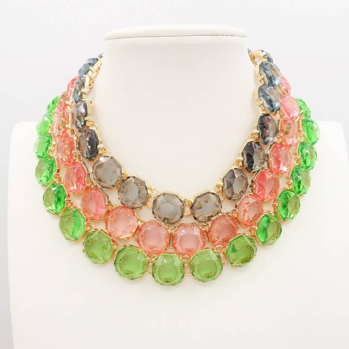 YVONNE - Halskette mit facettierten Kristallen für den Großhandel von Daemon srls