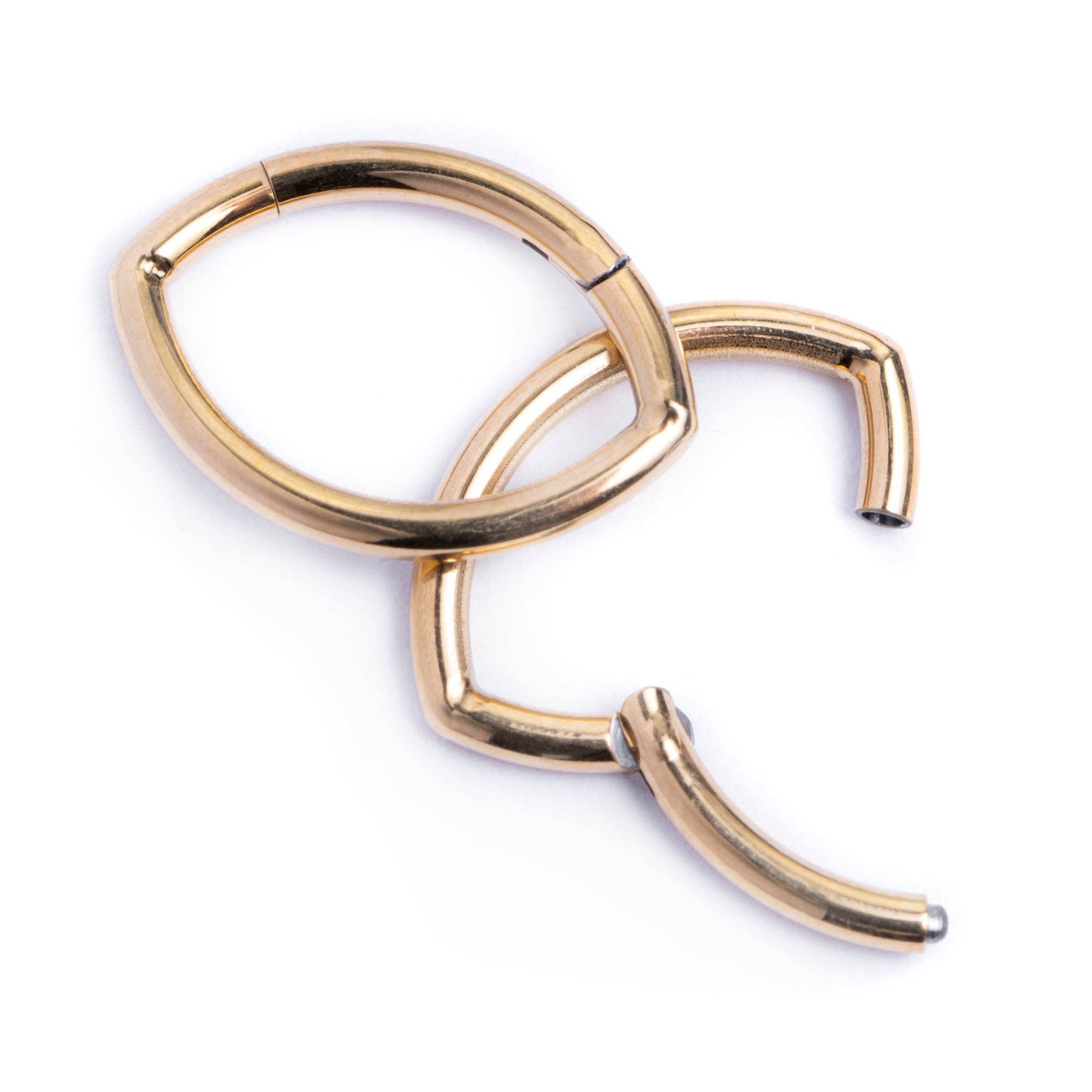 Custom Plugs - Wholesale Nose Ring - Titanium Marquise Hinged Septum Ring 1.2mm Gauge in Gold1