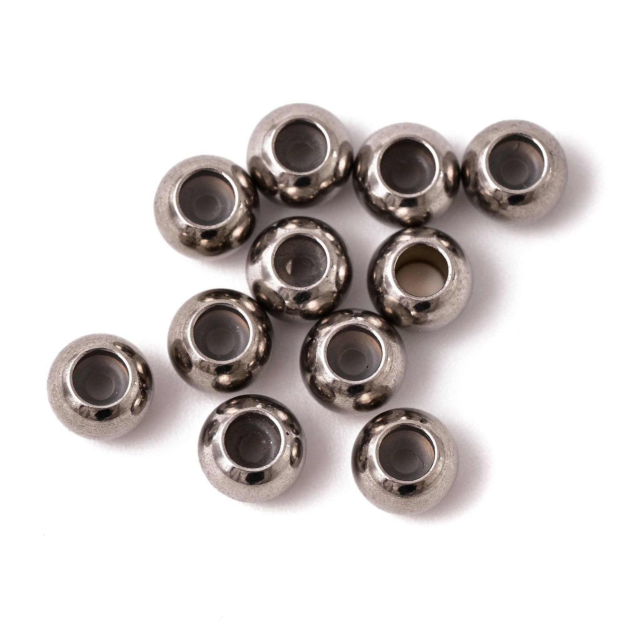 CRCBEADS - Wholesale Beads - 304 Stainless Steel Sliding Adjustable Rubber Stopper Beads 4x5mm 9 Pieces1