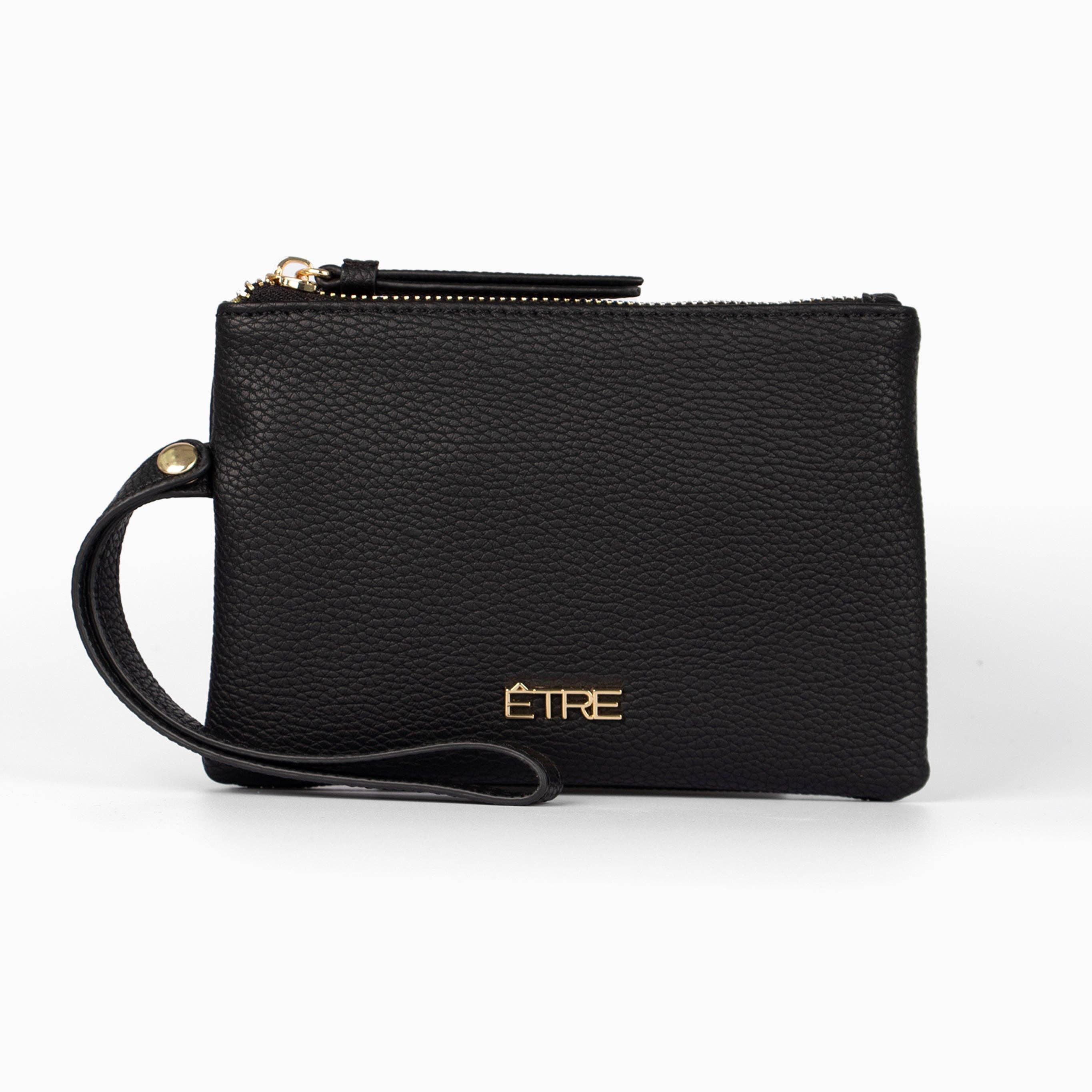 ÊTRE – wholesale Wristlet – Scout Wristlet Purse - Black, Pebbled Faux Leather0