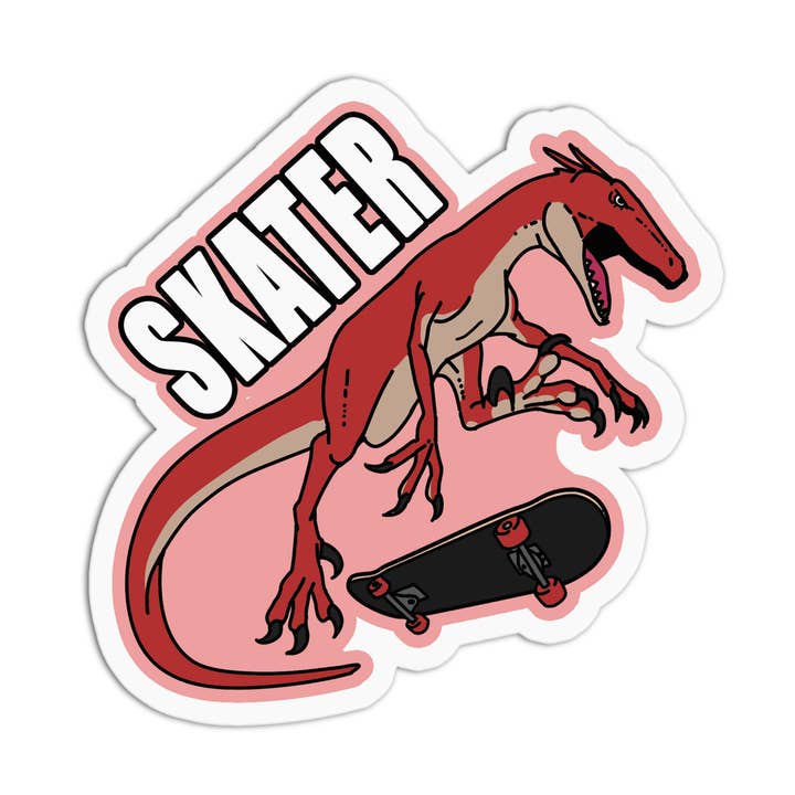 Skateboard Skater Dinosaur Textured Vinyl Waterproof Sticker for wholesale by Girls Printing House