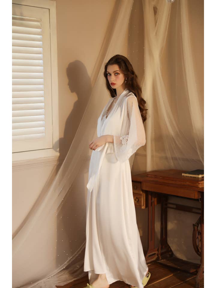 Sweetkama - Wholesale Robe – Women's - Lace Night Gown, Silk Robes,Bridal Party Robes,with babydoll11