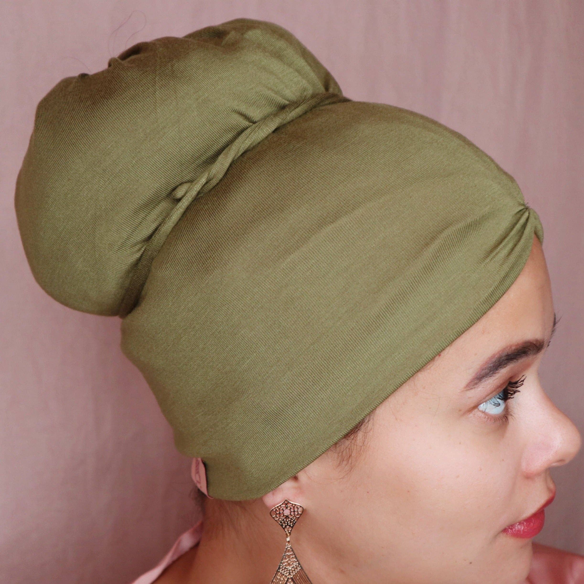 Woven Royal - Wholesale Sleep Cap / Bonnet - Women's - Anacaona Olive Afrona4