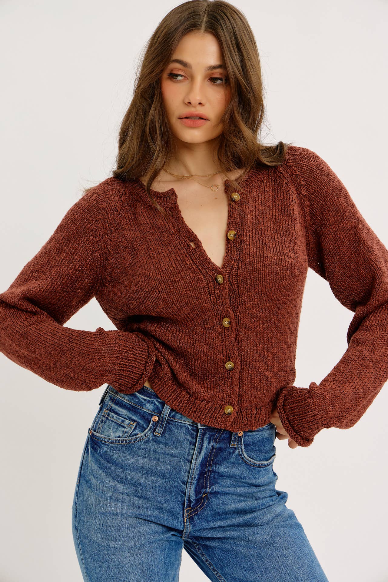 idem ditto – Engroshandel Cardigan - Dame – LETSTRUKTURERET CARDIGAN MED KNAPPER14