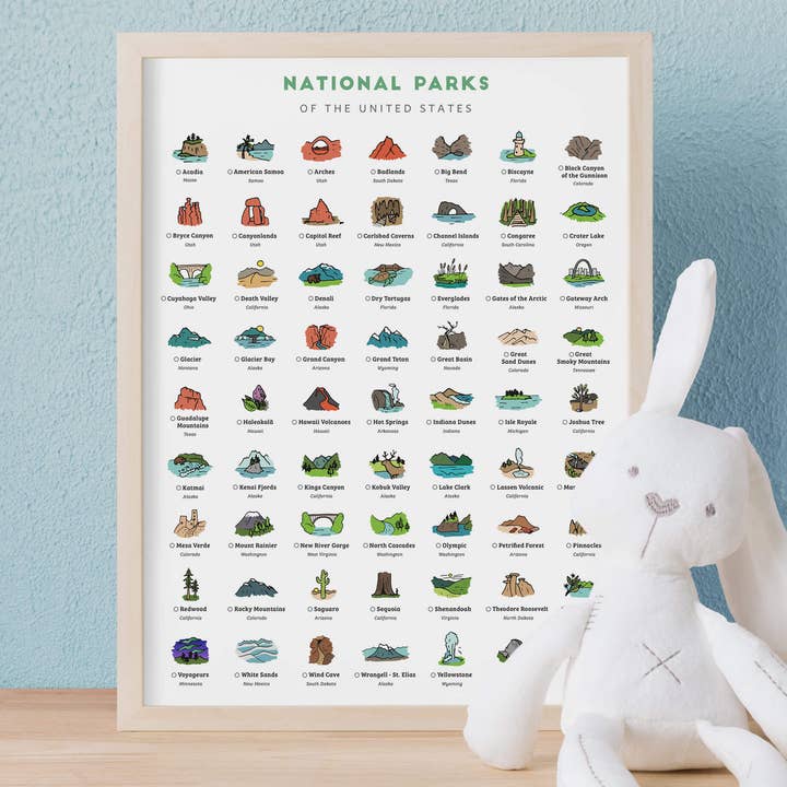 Cute National Park home decor (11x14”) • playroom art for wholesale by Mappy Paths