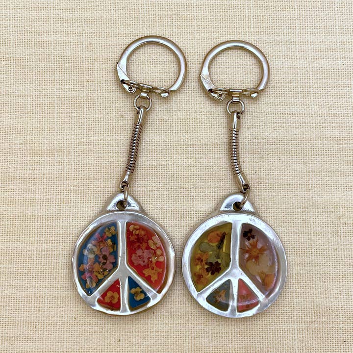 Pewter Peace Keyring, Mexico for wholesale by Tesoros Trading Company
