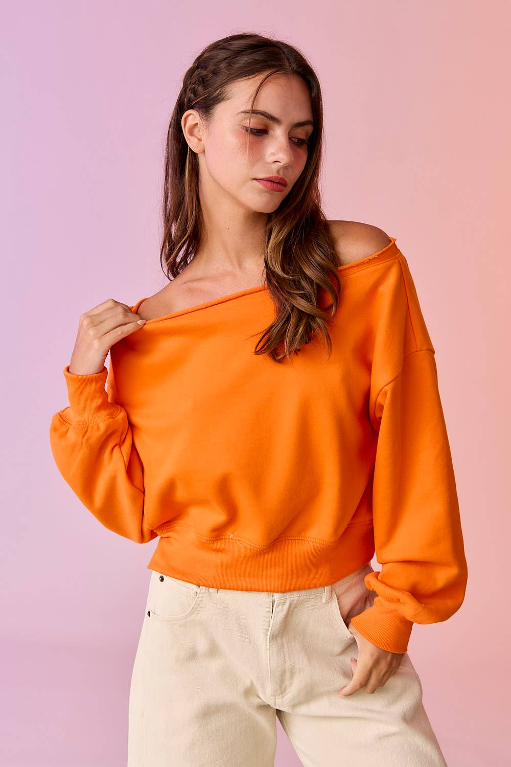 Papermoon - Wholesale Sweatshirt - Women's - PT17835 - Alina Off Shoulder Cropped Sweatshirt41