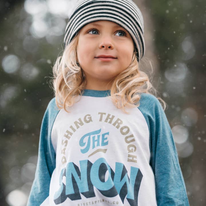 Dashing Through the Snow Kids Baseball Tee - Christmas for wholesale by Rivet Apparel Co.