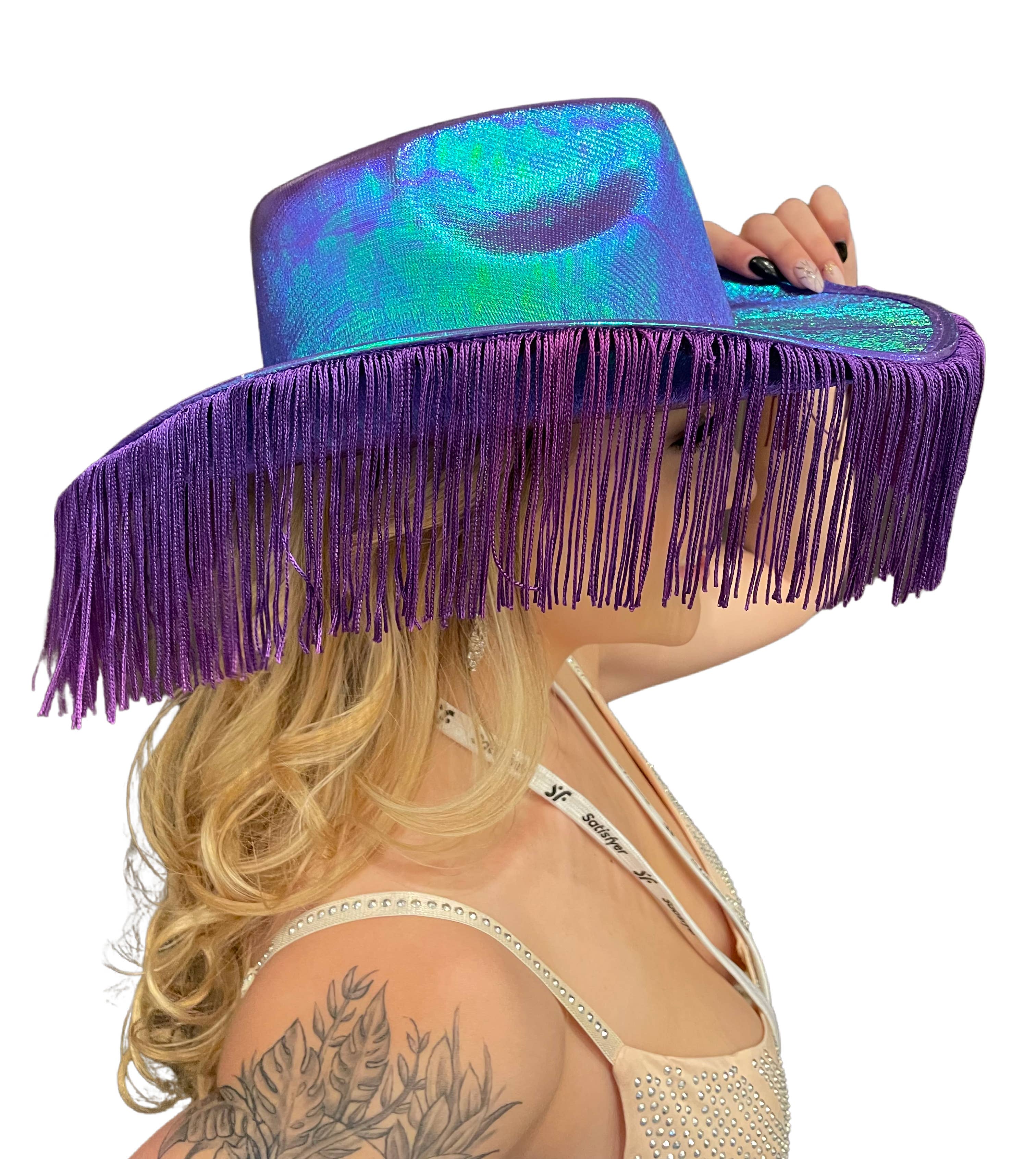Western Fashion - Wholesale Cowboy Hat - Women's - Metallic Cowboy Hat with fringes5