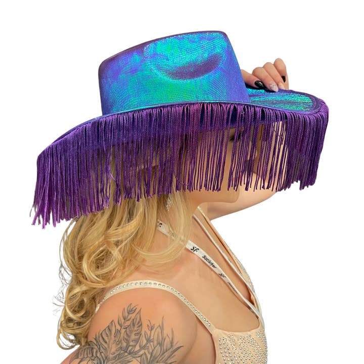 Western Fashion - Vendita all'ingrosso Cappello da cowboy - Donna - Cappello da cowboy metallizzato con frange5