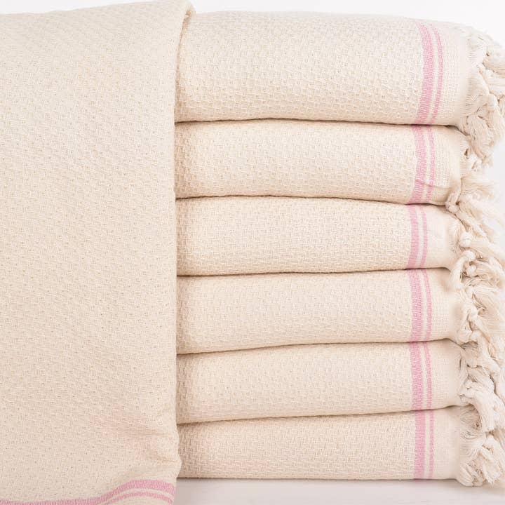Organic Turkish Towels - Wholesale Throw blanket - Organic Cotton Wedding Favor, Elegant Pink Throw Blanket1
