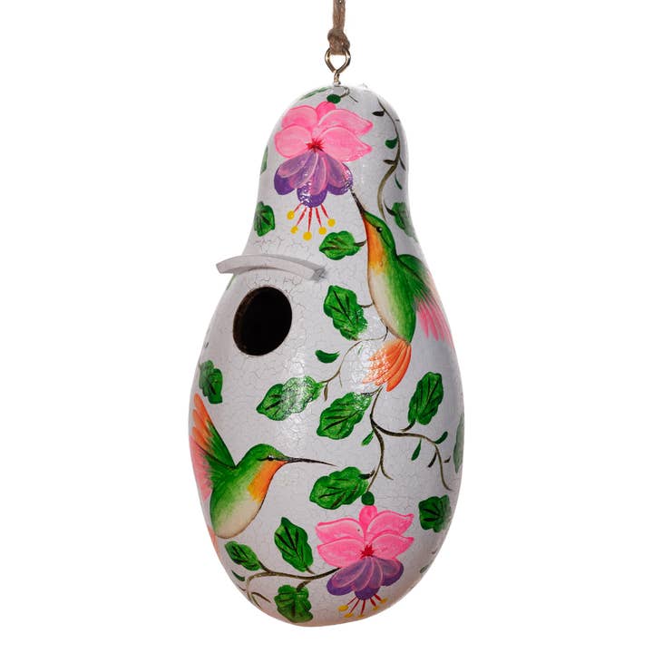 Lucuma Designs - Wholesale Bird House - Hummingbird - Painted Gourd Birdhouse - Artist Made