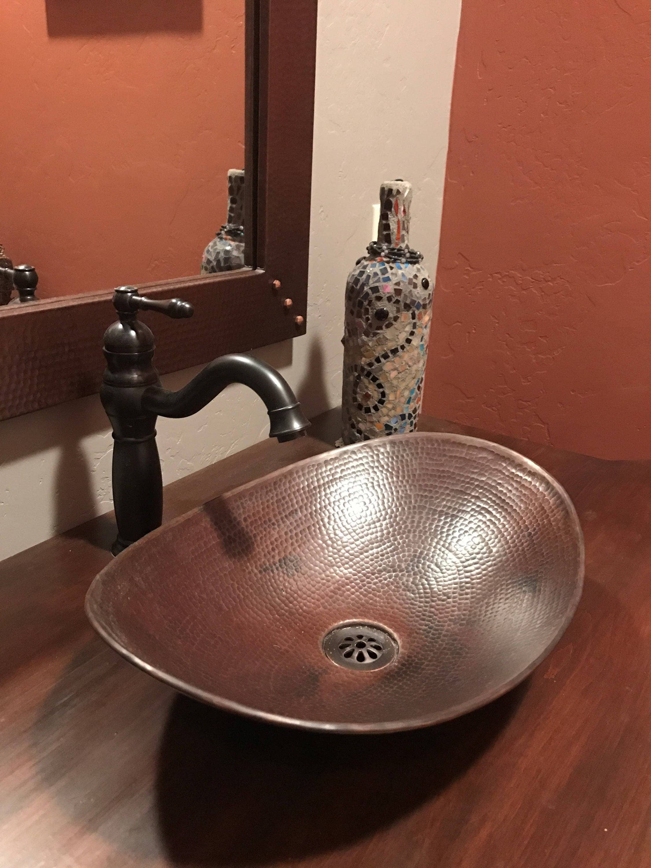 targa group - Wholesale Bathroom Accessory Set - Oval Roman Vessel Bathroom Sink with Drain copper4
