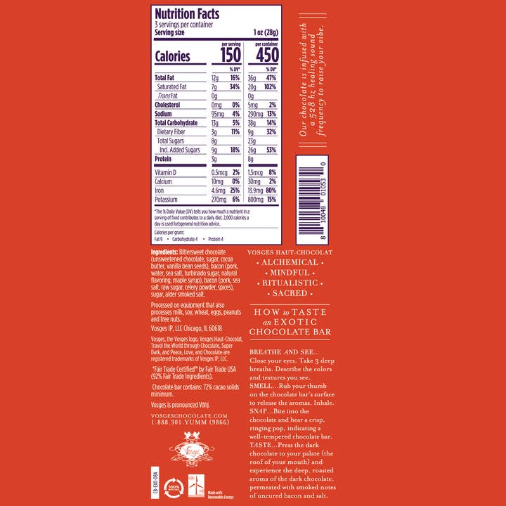 Vosges Haut-Chocolat - Wholesale Chocolate Bar - Mo's Dark Chocolate Bar w/ Smoked Bacon & Salt - Gourmet2