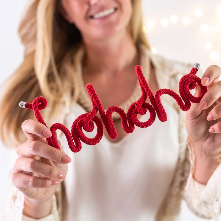 Hohoho strikket ord, Jul Word indretning, Personlig gave for engroshandel hos Handmade by Tinni