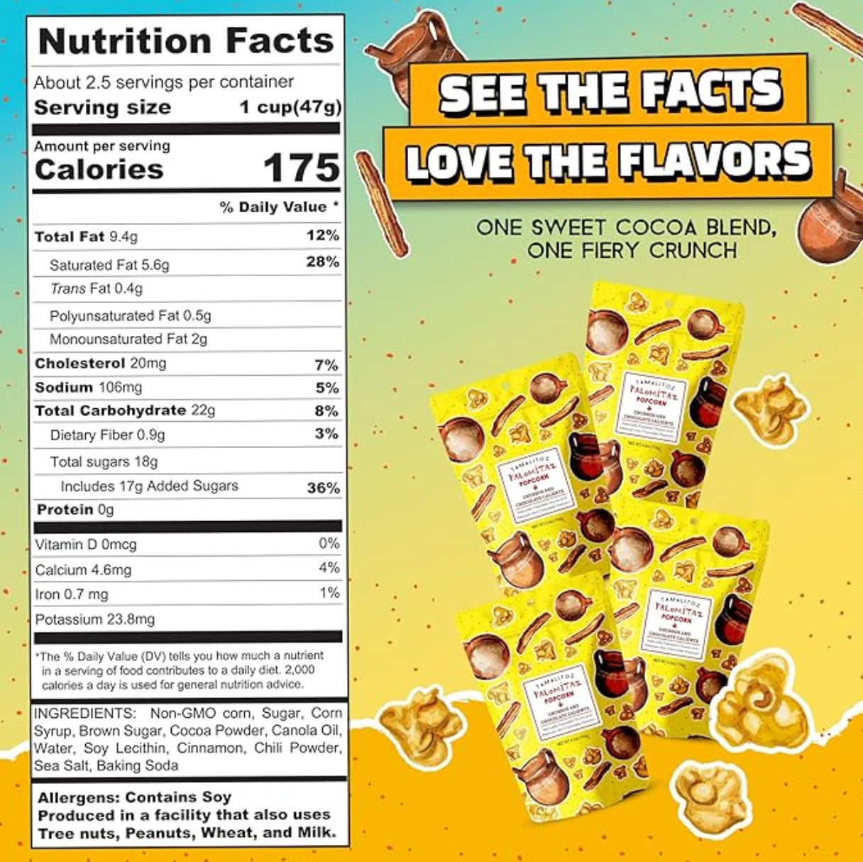 Sugarox Candy Studio LLC - Wholesale Popcorn - Churro and Spicy Mexican Hot Chocolate Palomitaz Popcorn 2