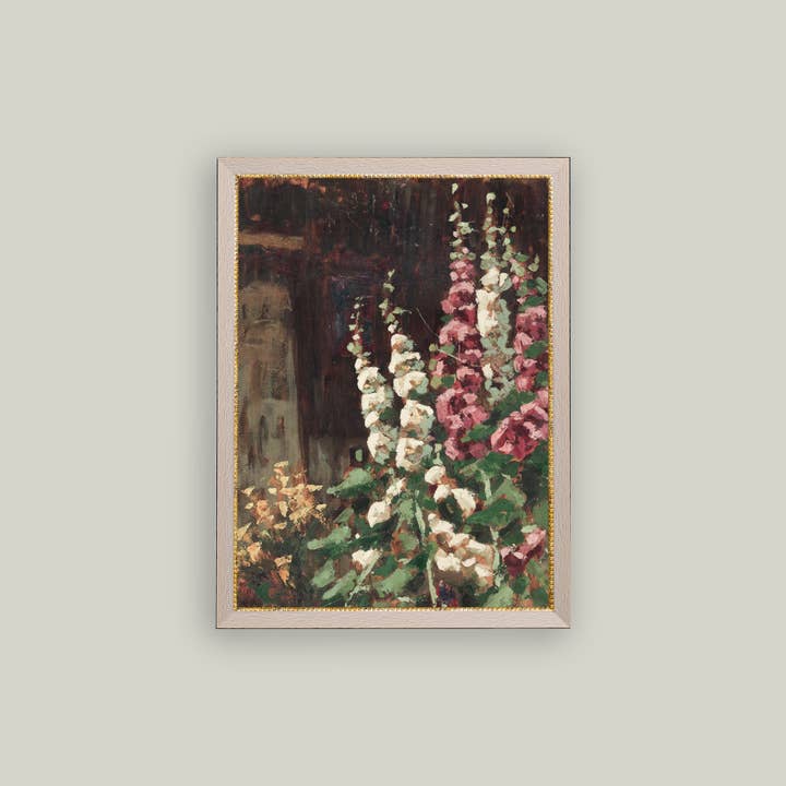 Petal Lane Home - Wholesale Wall Art Set - Hollyhock Field Framed Antique Art2