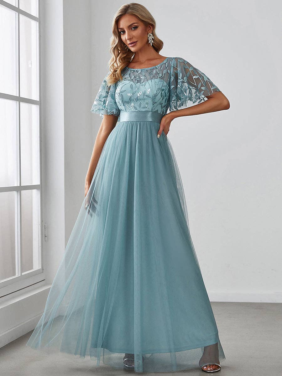 Ever-Pretty - Wholesale Gown - Women's - Sequin Print Maxi Long Evening Dresses with Cap Sleeve41