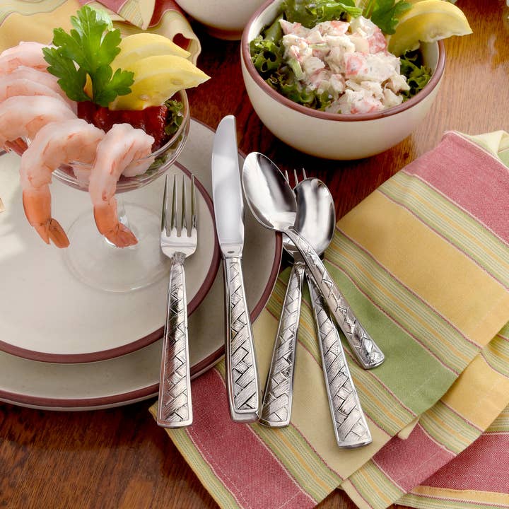 Service de table de 5 pièces Weave Flatware fabriqué aux États-Unis pour la vente par Liberty Tabletop