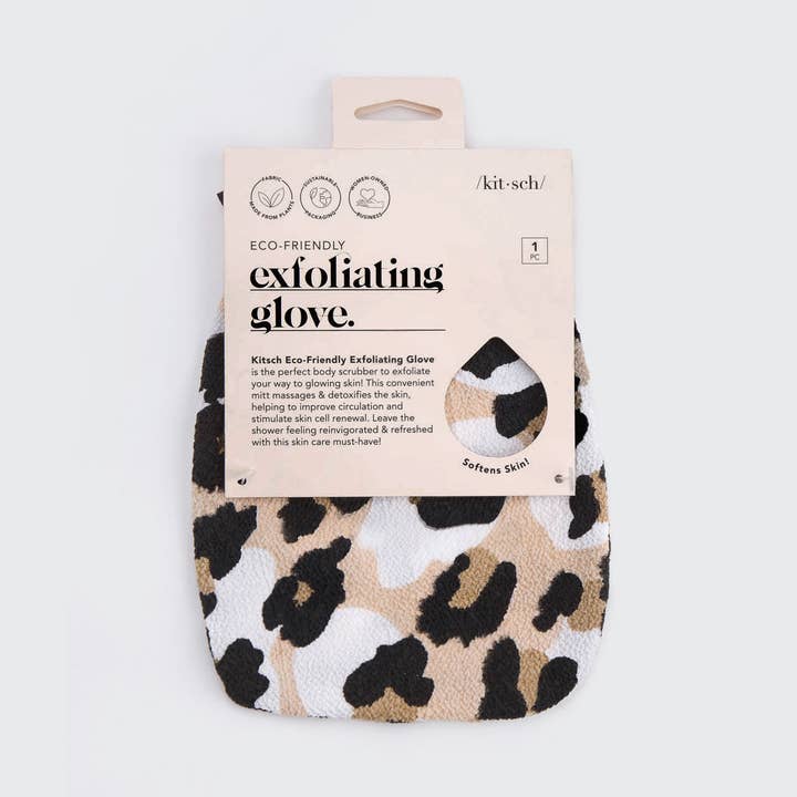 KITSCH - Wholesale Exfoliating Gloves/Mitts - Eco-Friendly Exfoliating Glove - Leopard