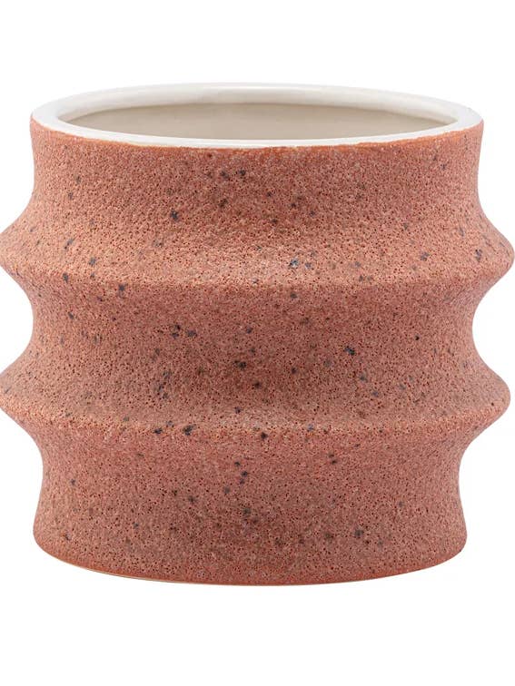 Rust Textured Wavy Planter Modern Artisan Style Item #22524 for wholesale by Napco