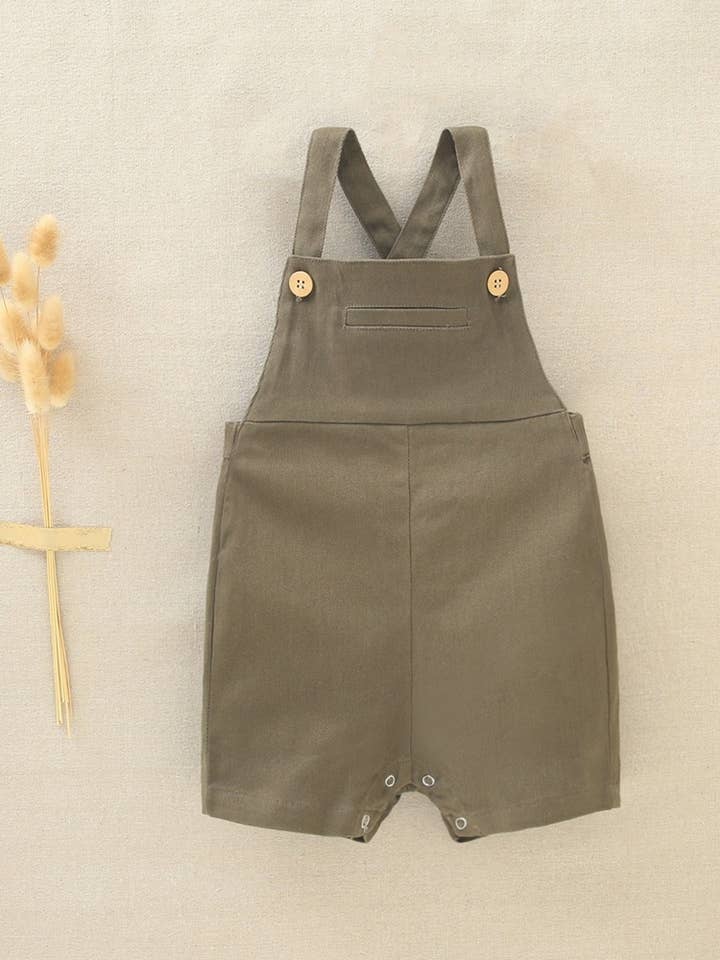 Khaki Khaki Kort Baby Boy bodysuit med krydsede stropper for engroshandel hos Dadati