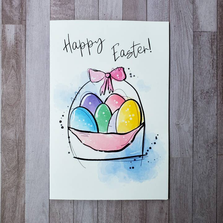 Spare Room Design Co. – Großhandel Osterkarten – Frohe Ostern Pastell Eierkorb Grußkarte