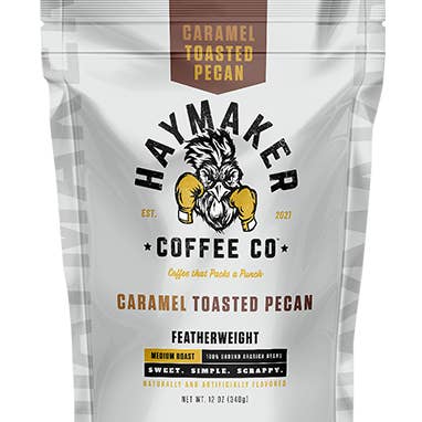 CARAMEL TOASTED PECAN 12oz.
Medium Roast for wholesale by Haymaker Coffee