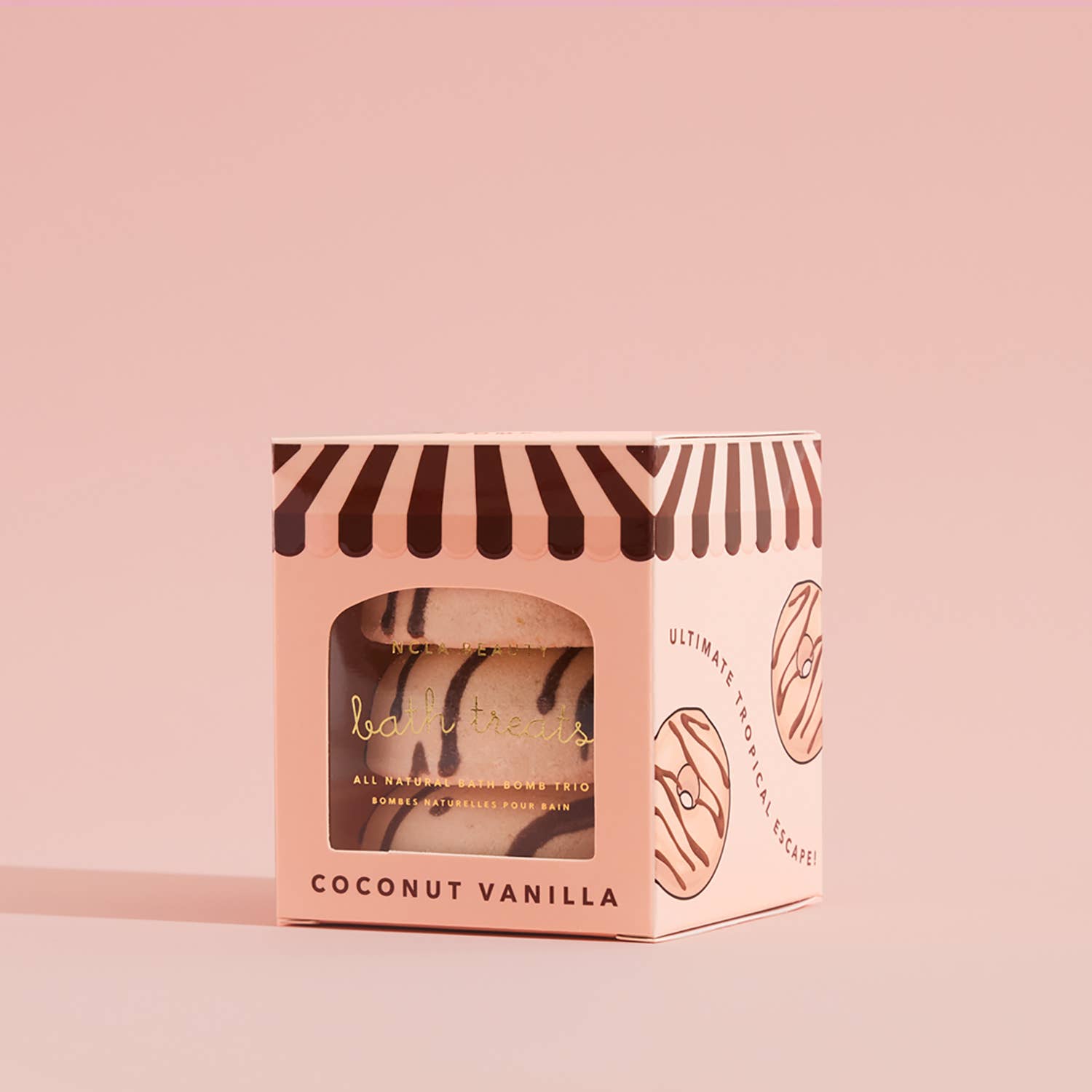 NCLA Beauty – Engroshandel Badekugle – Kokos- og vanilje badebomber – sæt med 3 donutformede badegodter3