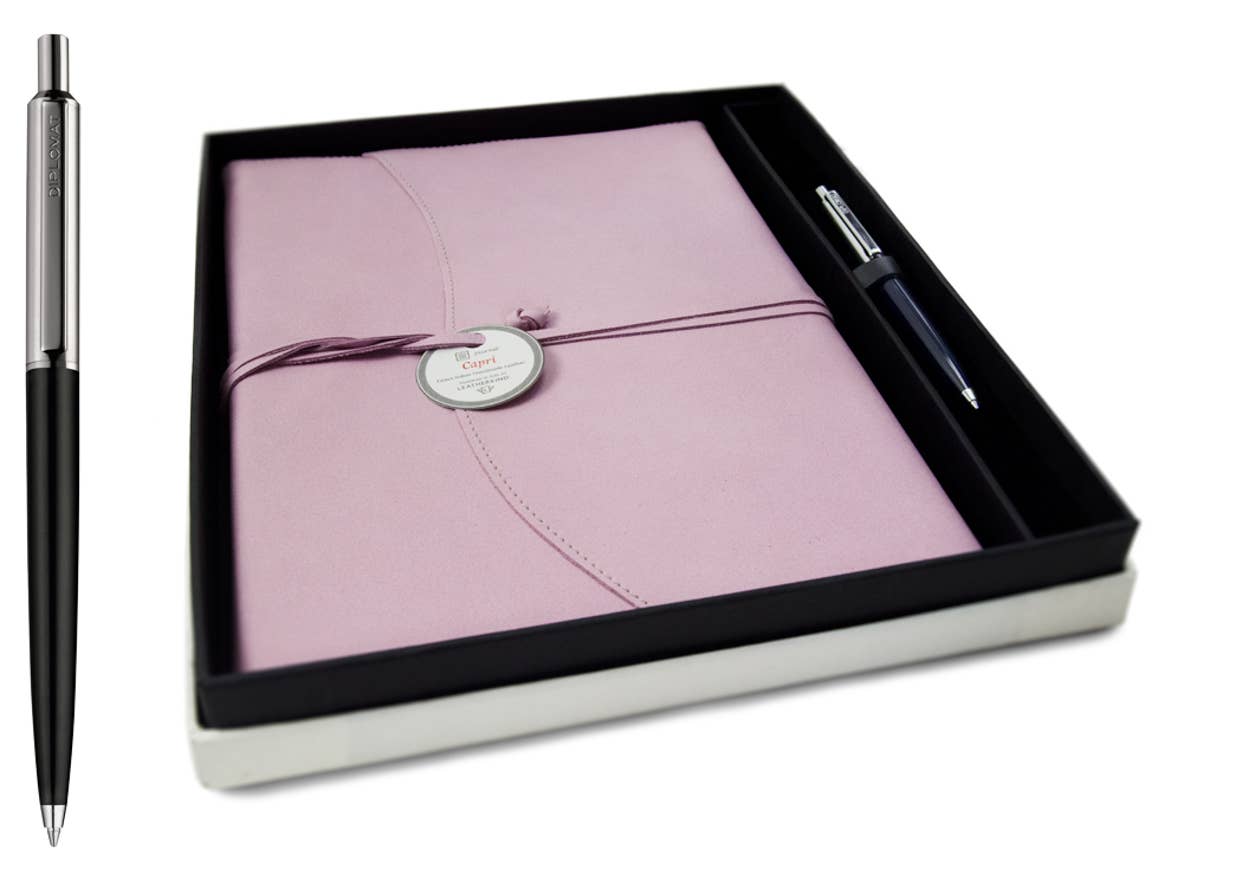 Creatico – Großhandel Tagebuch – Leatherkind Capri Notizbuch, A4, nachfüllbar, Geschenkset mit Stift30