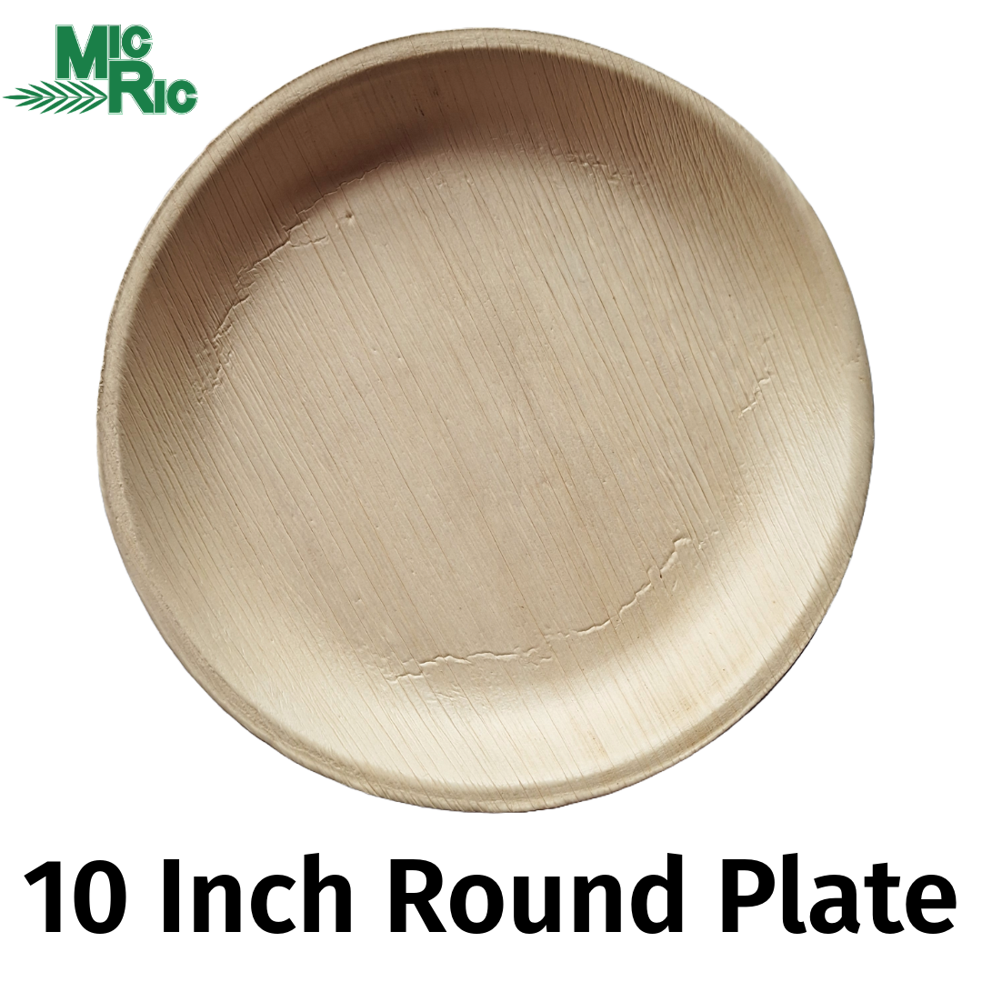 MicRic – wholesale Disposable plate – Palm Leaf 10" Round Plate (250 Buy By Box $0.39 each)4