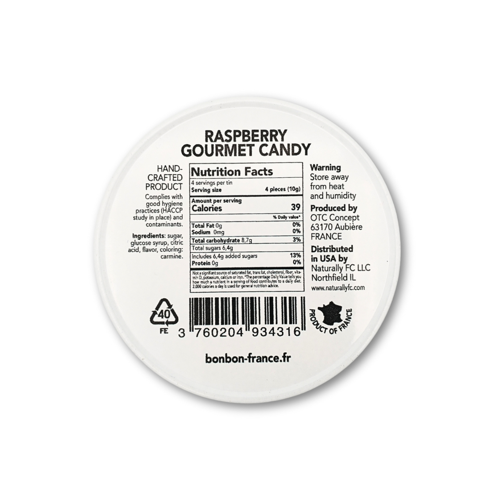 Bonbon USA France - Wholesale Hard Candy - Saint Ange Raspberry - French Gourmet Natural Candy Tin2