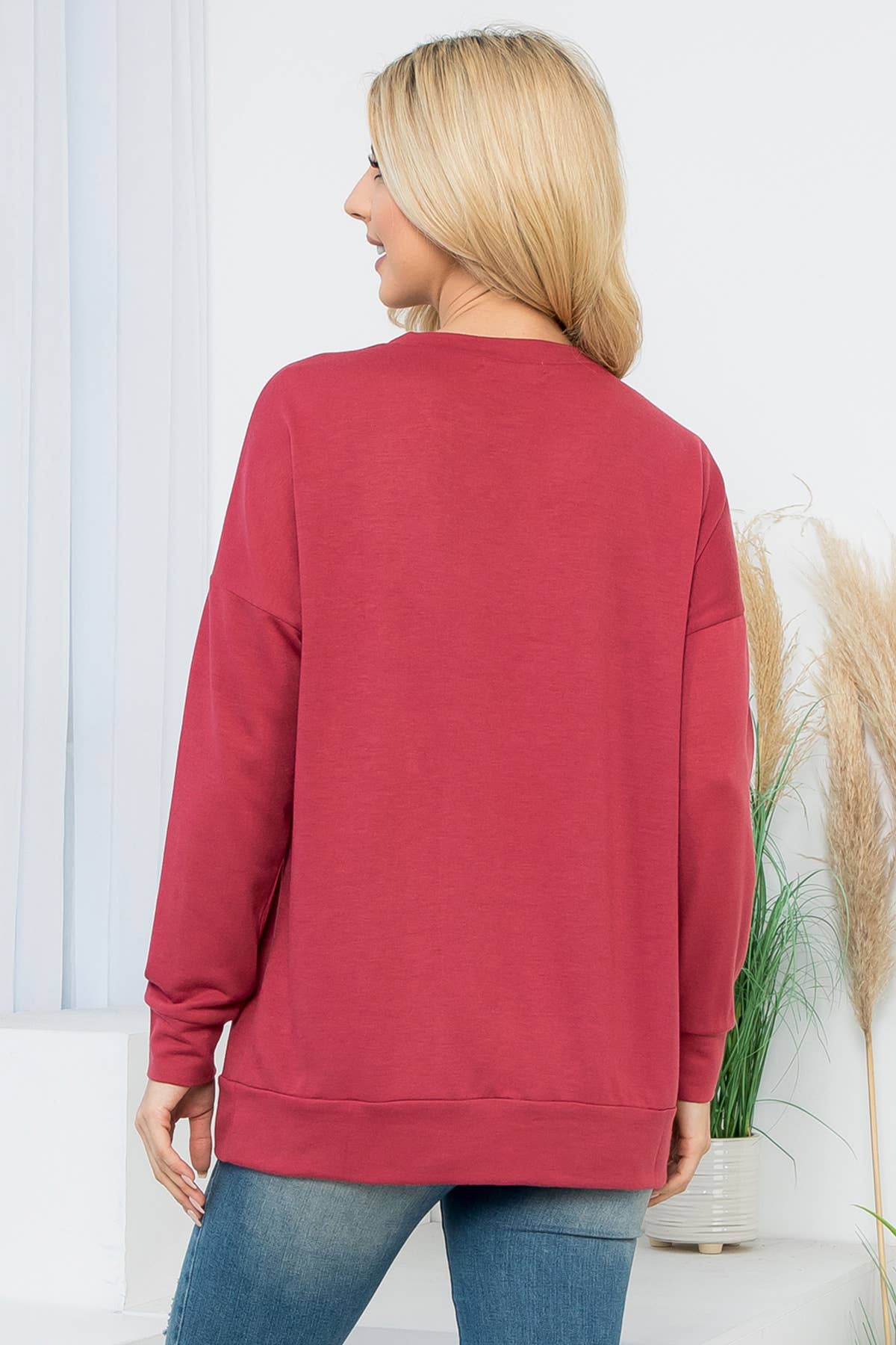 You & Me - Wholesale Tuniek - Dames - YMT20011V-BADSTOF TOP MET LANGE MOUWEN EN KANGOEROEZAK7